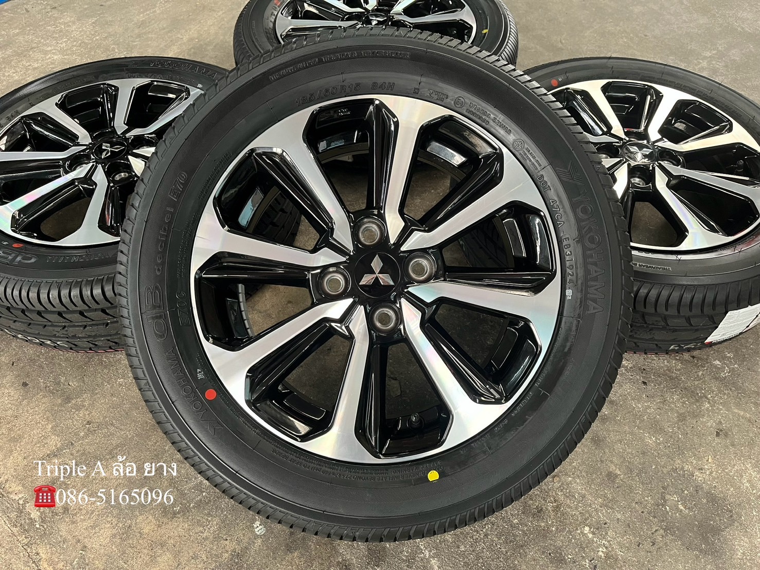 ✨ล้อแม็กป้ายแดง✨Mitsu Mirage รุ่นใหม่ ขอบ 15 พร้อมยางใหม่💯185-60-15 Yokohama♨️ปี 24♨️