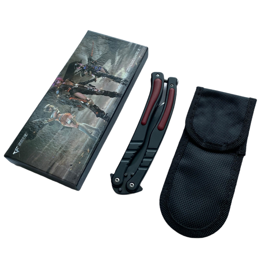 Balisong มีดบาลีซอง มีดควง มีดพับ มีดบัตเตอร์ฟลาย CS:GO - Counter-Strike Butterfly Knife (สีดำ) พร้อมซองไนล่อน