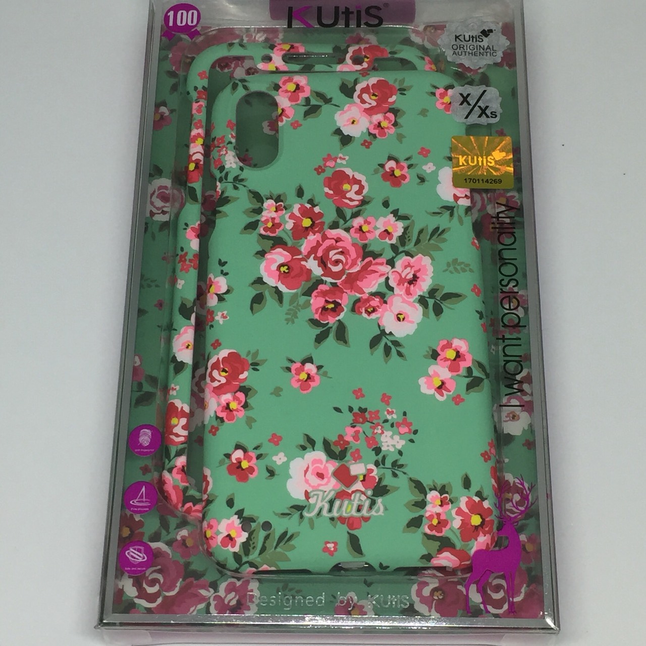 เคสคูทิส (Kutis) ไอโฟนX,XS (ลายดอกไม้ สีพื้นหลังสีเขียวพาสเทล)มาใหม่ๆ
