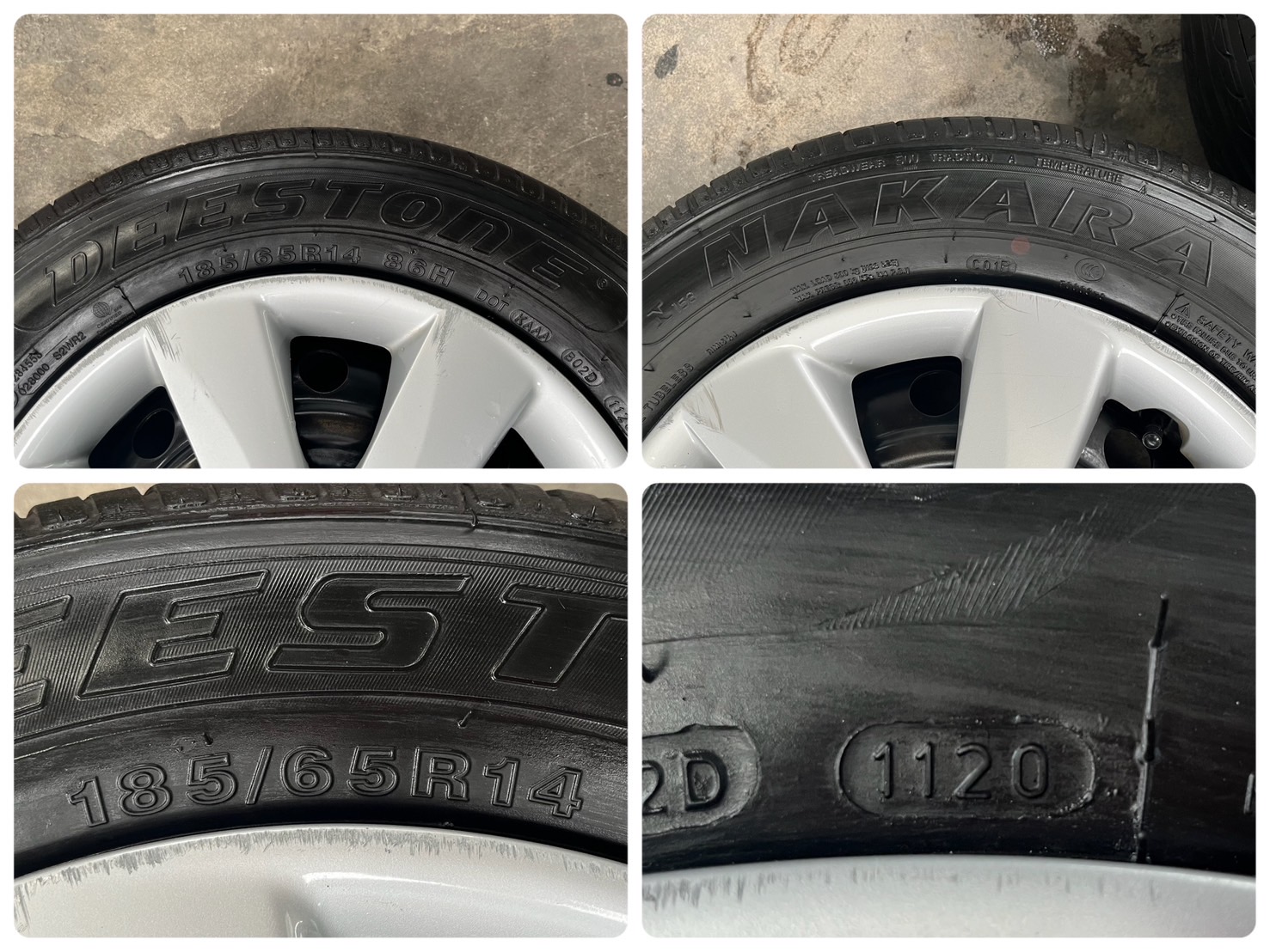 ✨ล้อกระทะ 4รู100✨Nissan ขอบ 14 พร้อมยาง 185-65-14 ปี 20