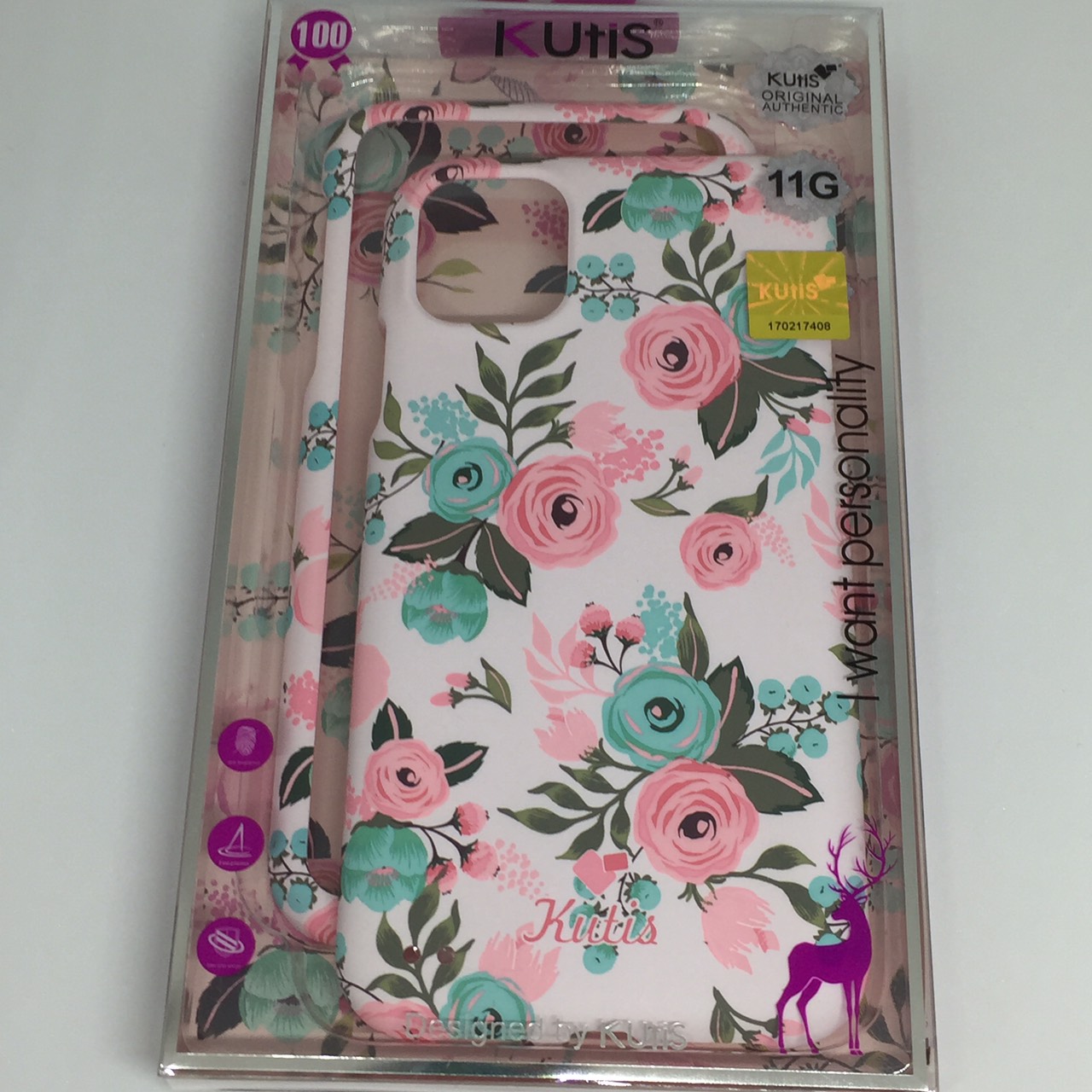 เคสคูทิส(Kutis)ไอโฟน11G (ลายดอกไม้สีชมพูอ่อน)มาใหม่ เคสประกบหน้า-หลัง เคสเรืองแสง เคสลายวินเทจ ร้านSuperhero KLongthom
