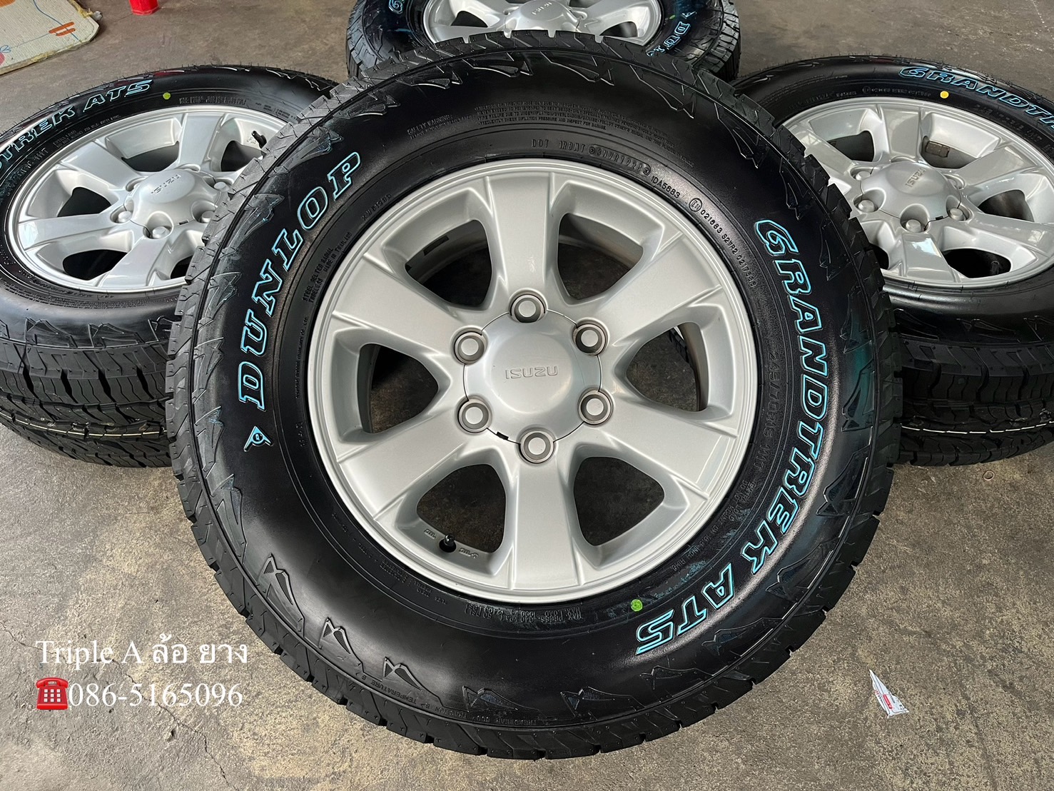 ✨ล้อแม็ก✨ISUZU Blue Power ขอบ 16 พร้อมยางใหม่💯245-70-16 Dunlop(แก้มขาว)♨️ปี24♨️