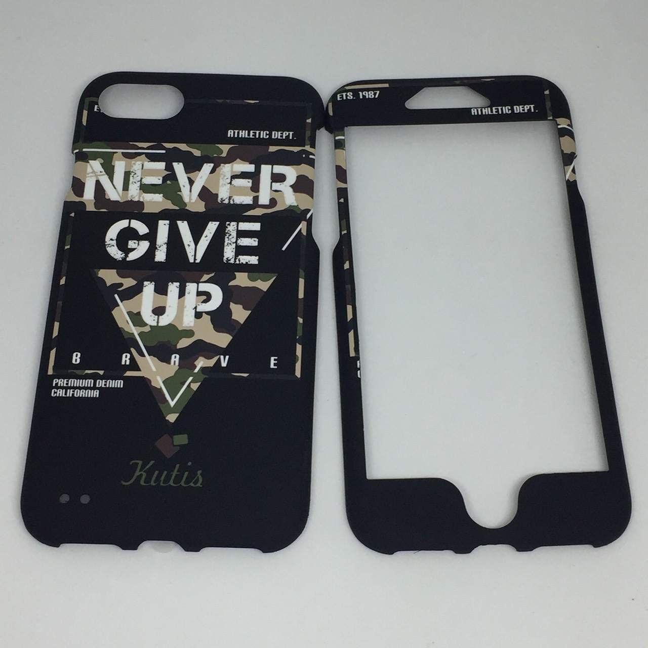 เคสคูทิส(Kutis)เคสไอโฟน7,8,SEปี2020(ลายNeverGiveUp)มาใหม่ เคสประกบหน้า-หลัง เคสเรืองแสง เคสลายวินเทจ ร้านSuperhero Klongthom