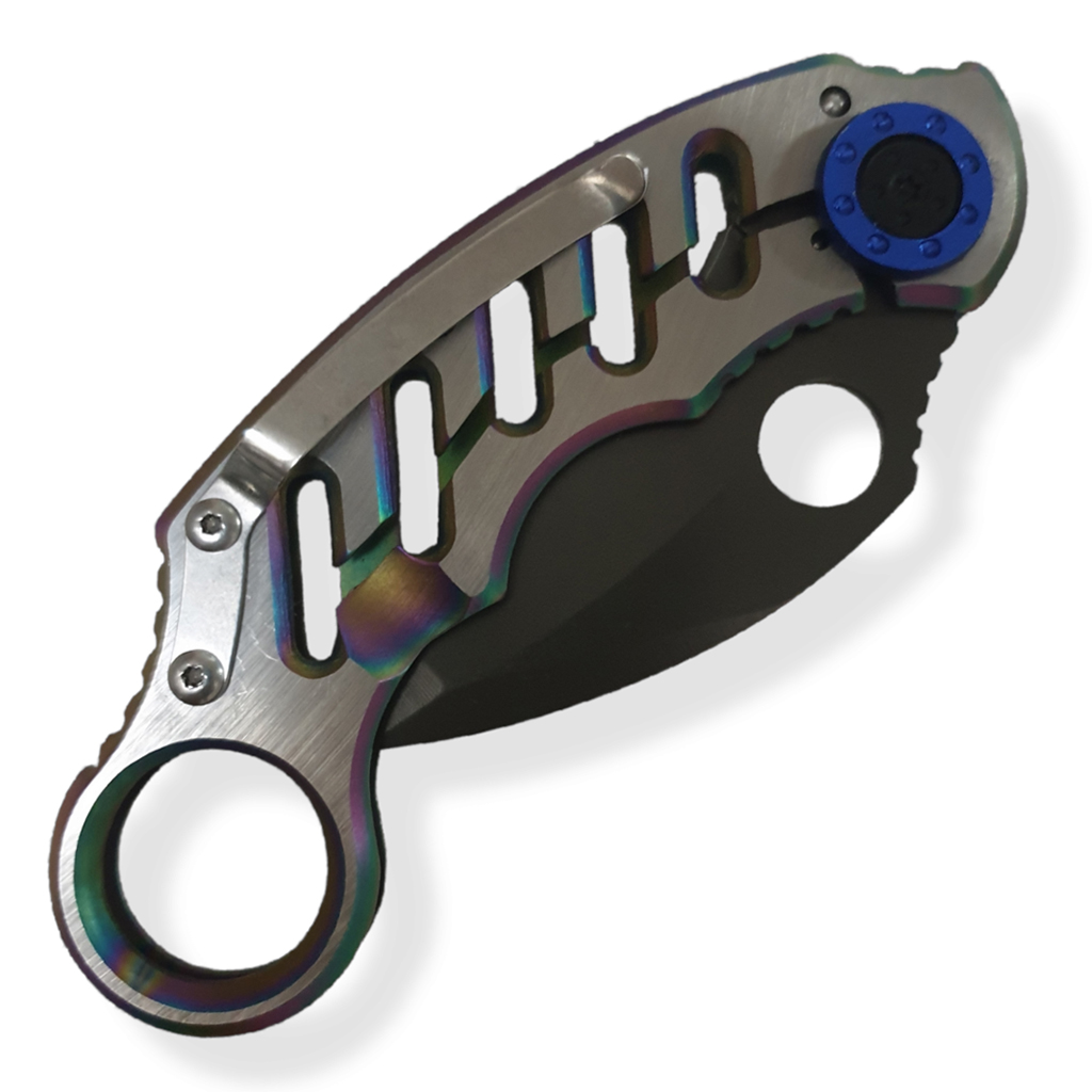 มีดพก มีดพับ มีดคารัมบิต MANTIS KNIVES MK-2 CINQ 2 (สีเทา)