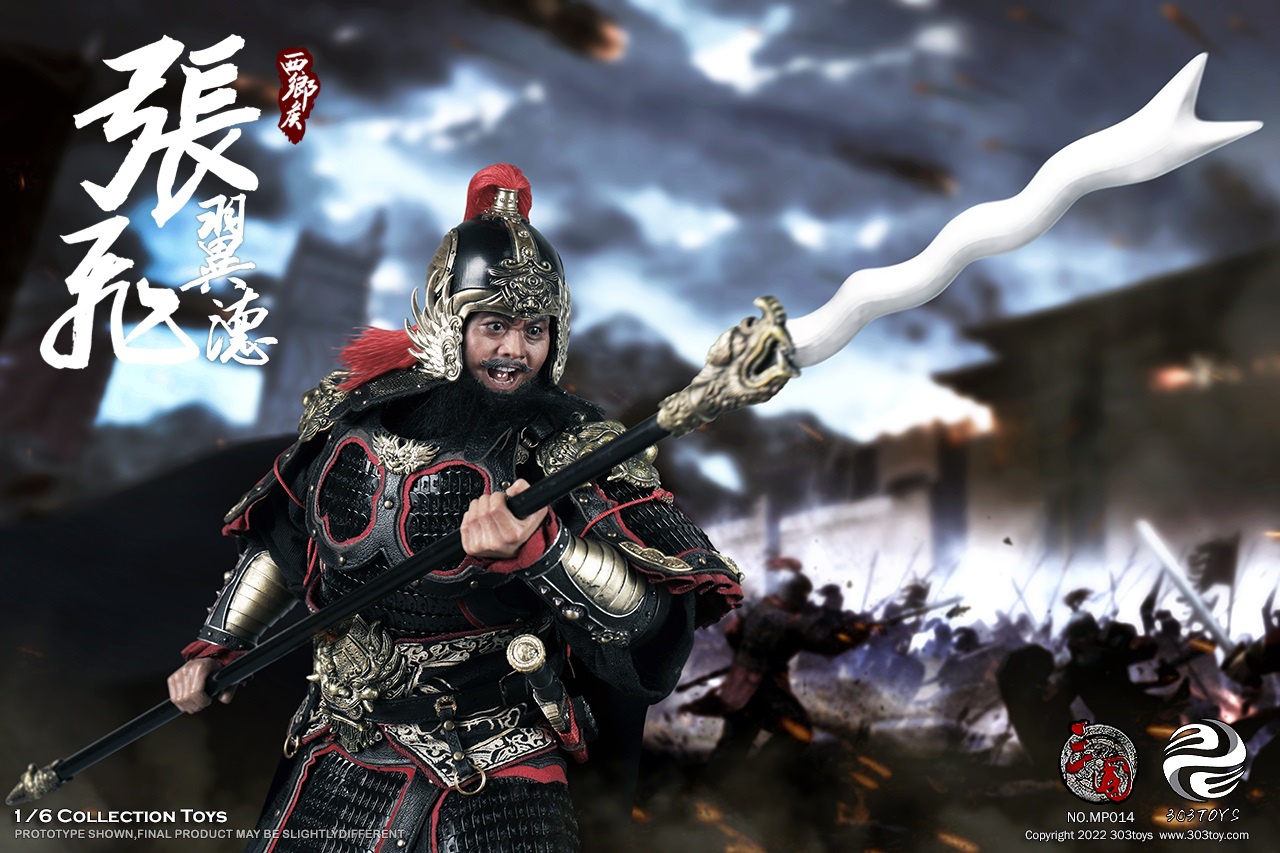 303TOYS MP014 + MP015 1/6 THREE KINGDOMS SERIES - ZHANG FEI YIDE (EXCLUSIVE COPPER VERSION) & BLACK CLOUD ON SNOW (THE STEED OF ZHANG FEI)