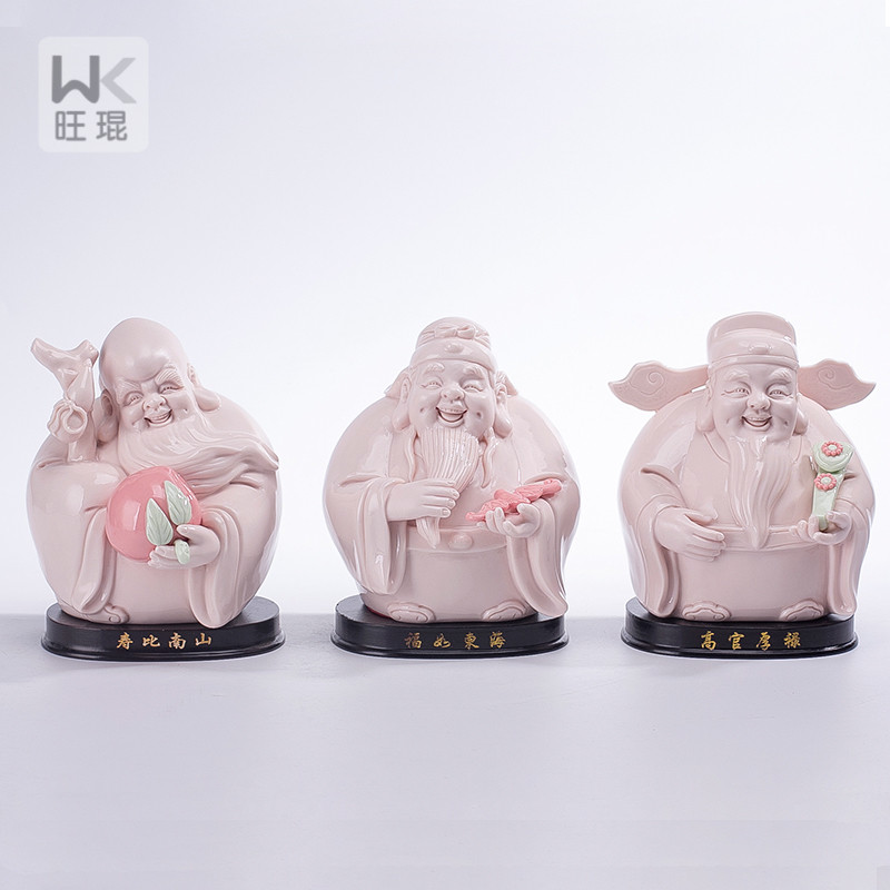 ตุ๊กตาเซรามิคเทพเจ้า ฮก ลก ซิ่ว /3 ชิ้น ของขวัญสำหรับงานมงคลต่างๆ /สูง 16.7 cm.