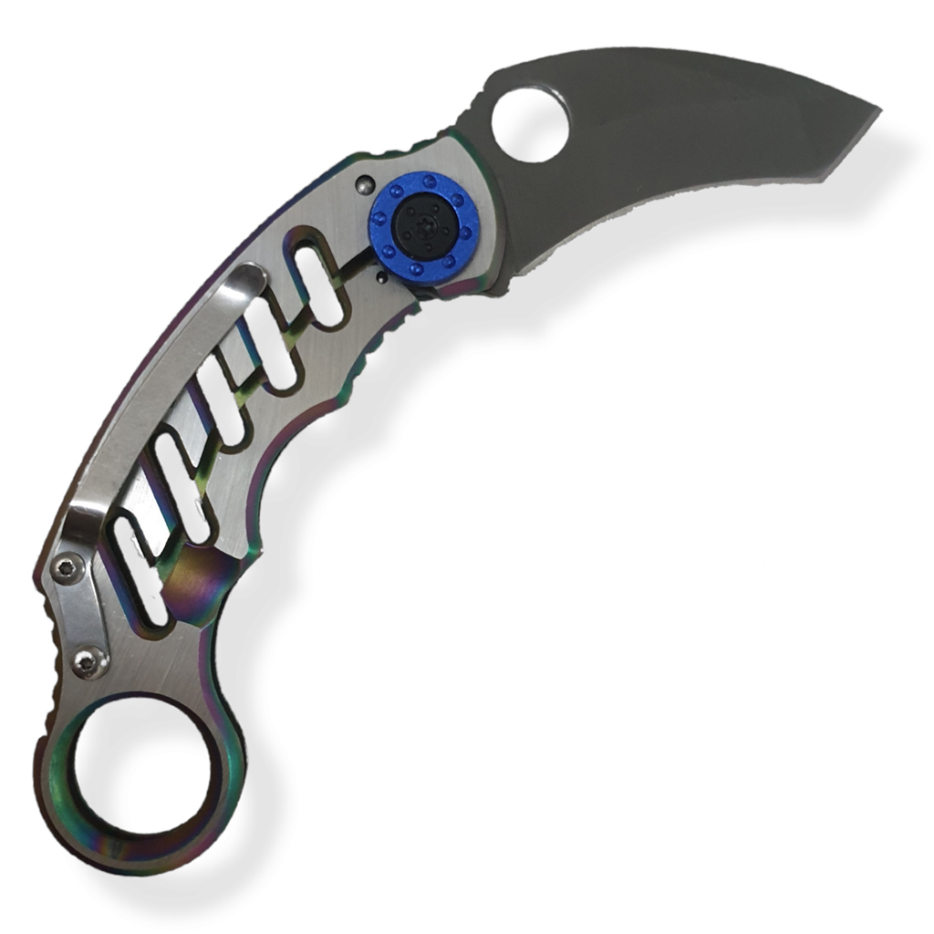 มีดพก มีดพับ มีดคารัมบิต MANTIS KNIVES MK-2 CINQ 2 (สีเทา)