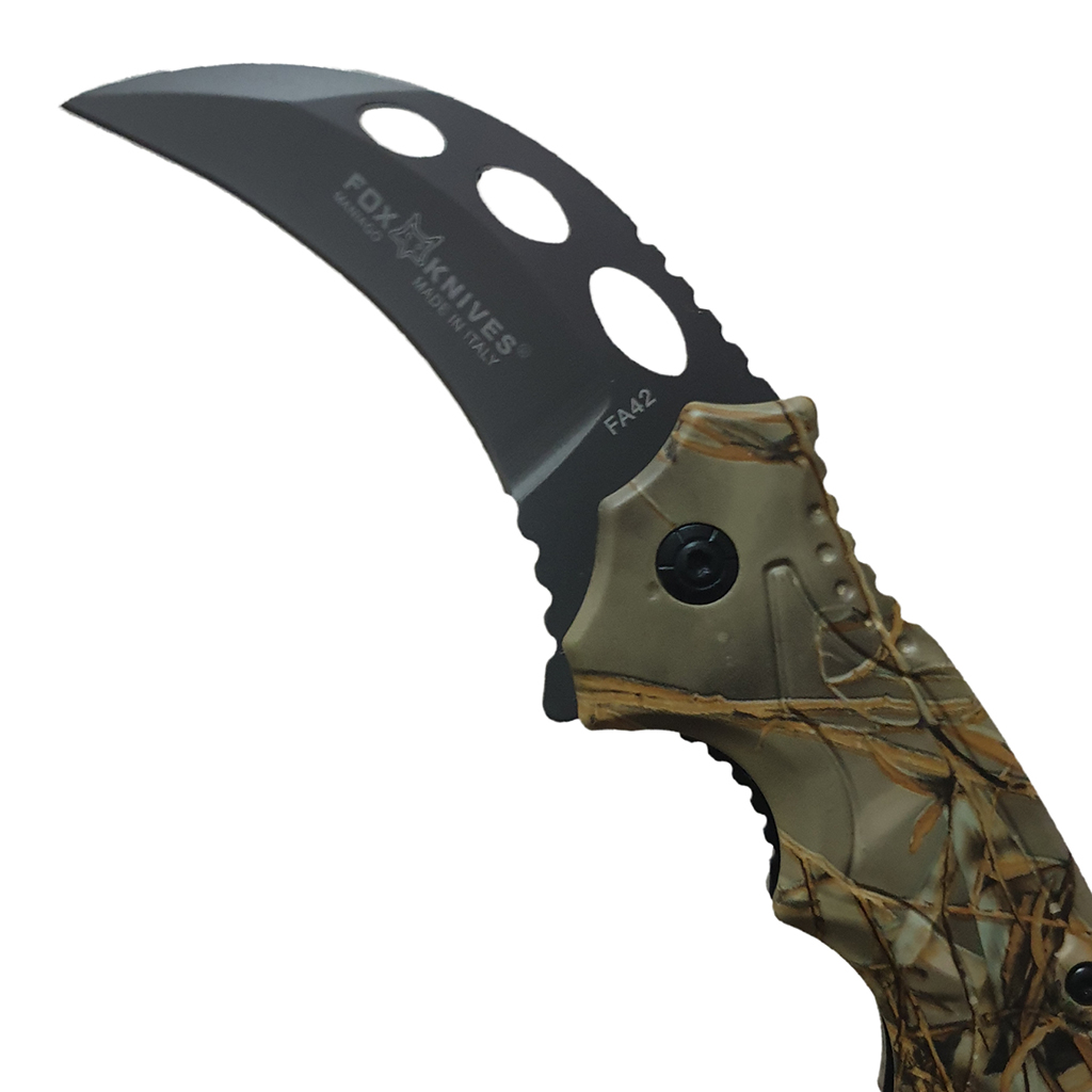 มีดพับ มีดคารัมบิต Fox Outdoor Karambit Knives FA42 ขนาด 7.7 นิ้ว (19.5 ซม.) ด้ามพิมพ์ลาย