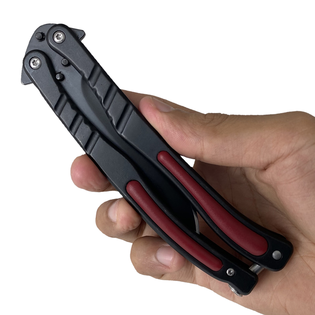 Balisong มีดบาลีซอง มีดควง มีดพับ มีดบัตเตอร์ฟลาย CS:GO - Counter-Strike Butterfly Knife (สีดำ) พร้อมซองไนล่อน