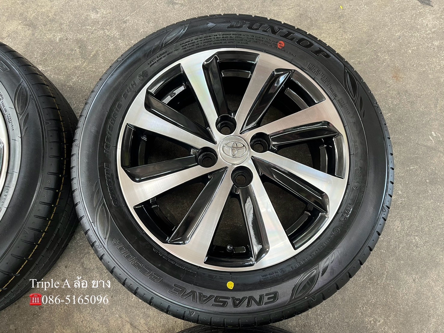 ✨ล้อแม็ก✨Toyota Vios 8 ก้าน ขอบ 15 ดำหน้าเงา พร้อมยางใหม่💯185-60-15 Dunlop♨ปี 24♨