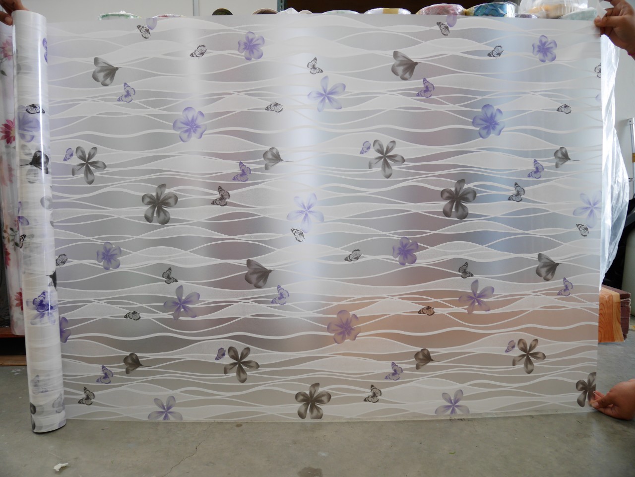 lala flim ฟิล์มติดกระจก F 12 ลายผีเสื้อ ชนิดมีกาว ฟิล์มฝ้า 90CM*1M