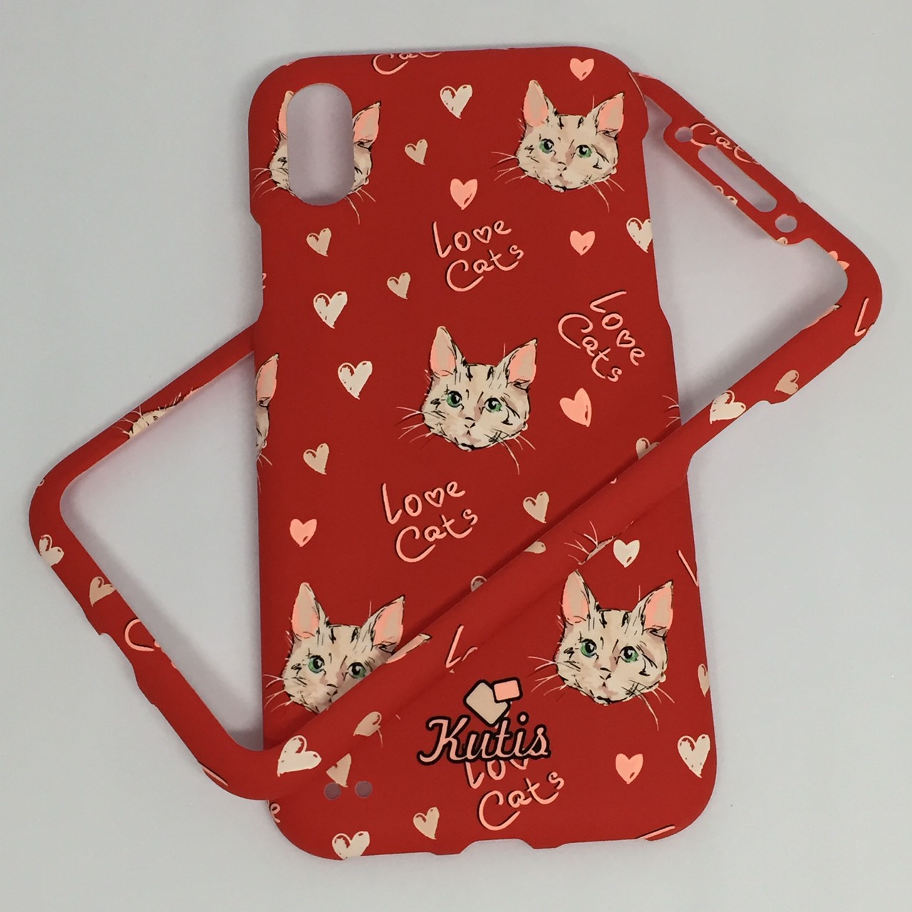 เคสคูทิส (Kutis) ไอโฟนX,XS(ลายแมวหน้าเล็กสีแดง)