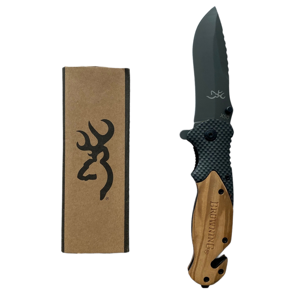 มีดพับ Browning X50 ขนาด 8 นิ้ว (20.5 ซม.) ด้ามประกับไม้