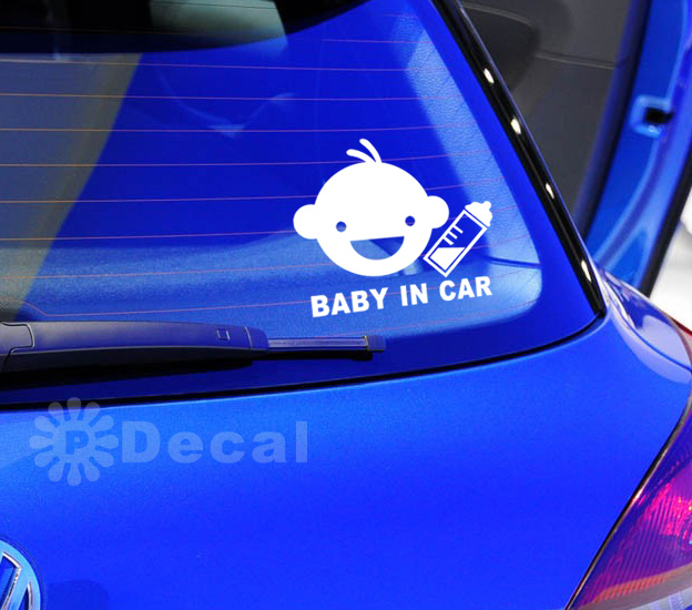 car-046 Baby in Car Car Sticker/ สติ๊กเกอร์ติดรถ 17x15 cm (สีดำ,ชมพู)