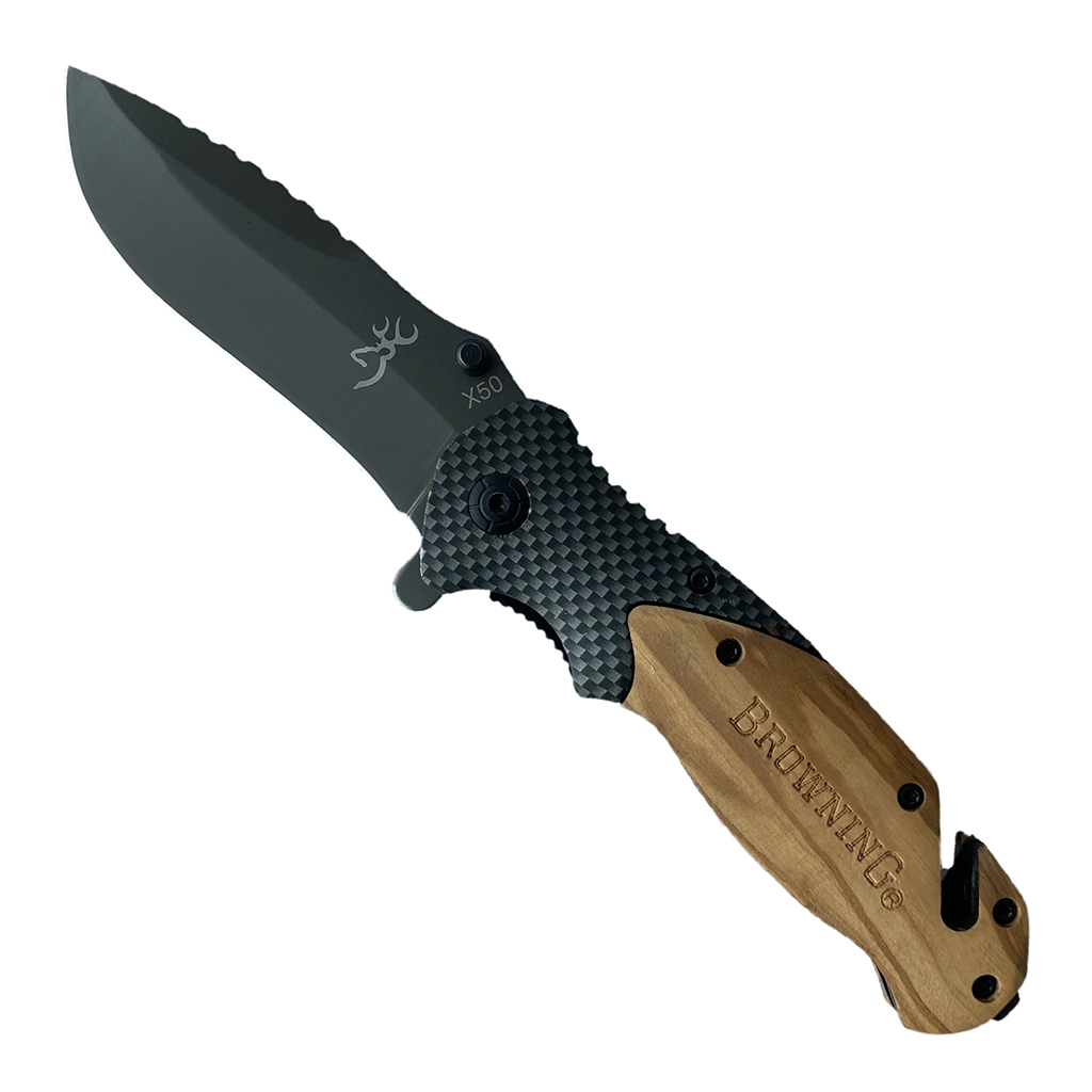 มีดพับ Browning X50 ขนาด 8 นิ้ว (20.5 ซม.) ด้ามประกับไม้