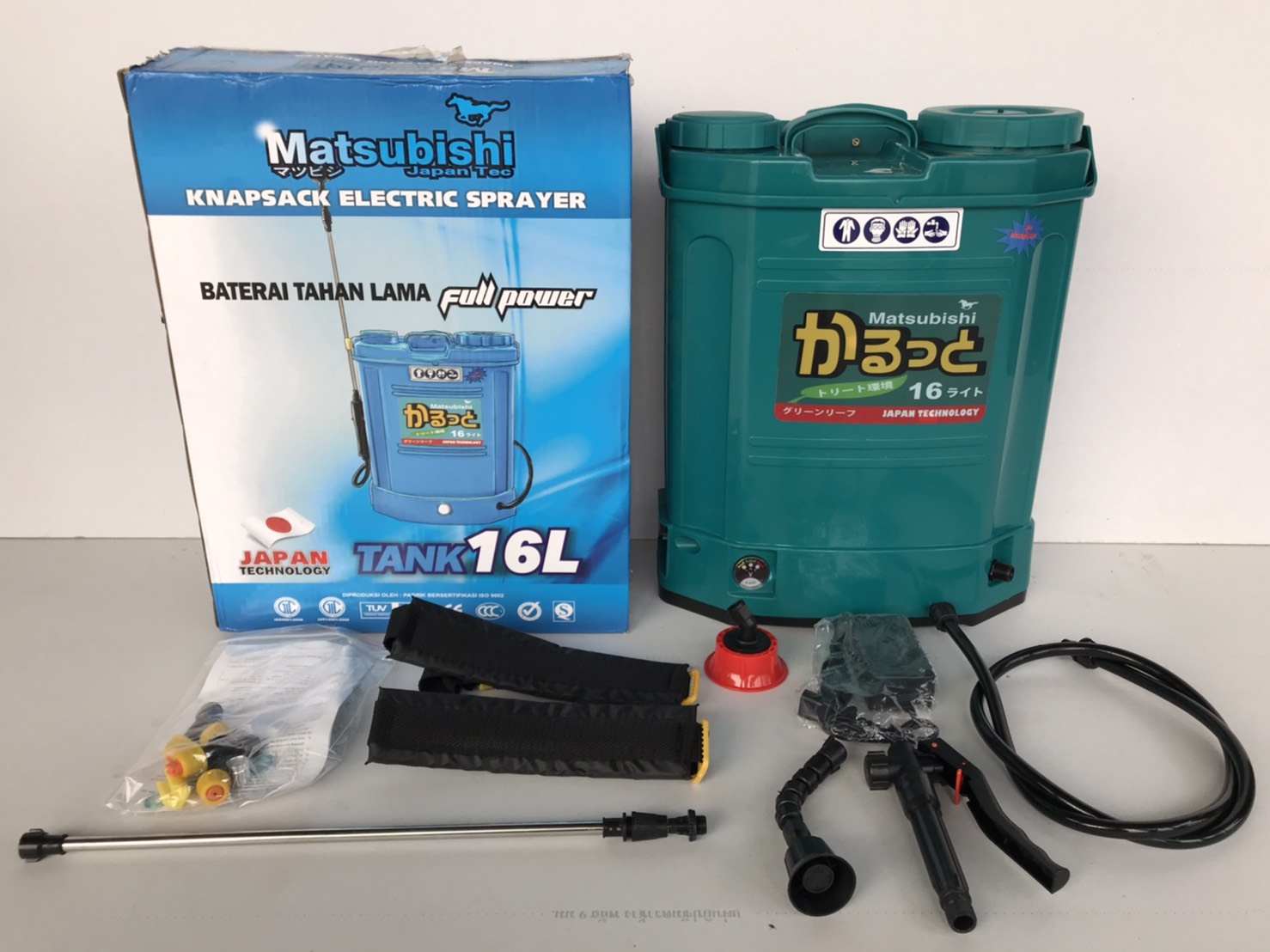 ถังพ่นยาแบตเตอรี่16L.MATSUBISHIสีเขียว,ถอดแบตได้
