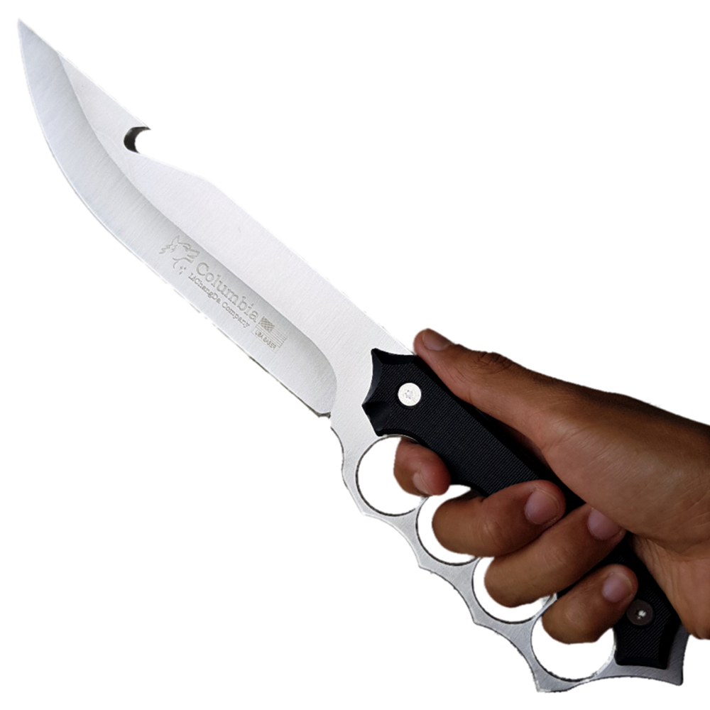 มีดใบตาย Columbia Gut Hook X10 ขนาด 13.6 นิ้ว (34.5 ซม.) ปลายตะขอ พร้อมปลอกมีดพลาสติก ABS ร้อยเข็มขัด