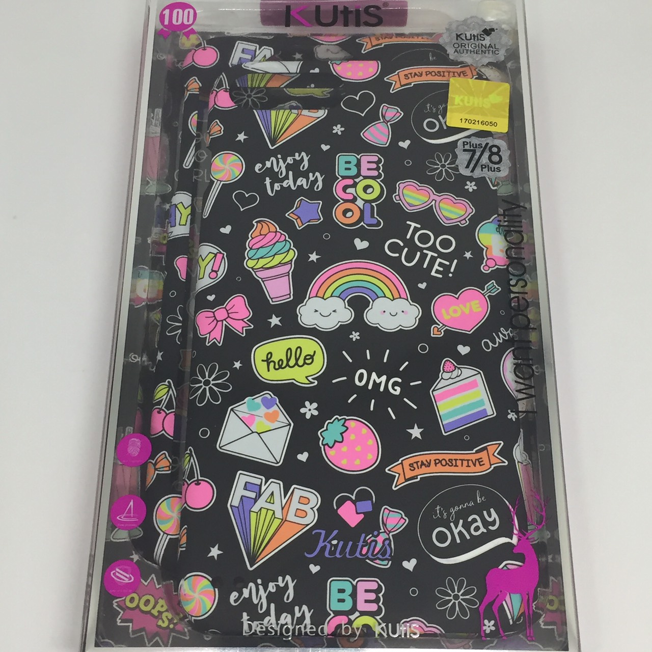 เคสคูทิส(Kutis)ไอโฟน7พลัส,8พลัส(ลายสายรุ้งยิ้มBECOOL)มาใหม่ เคสประกบหน้า-หลัง เคสเรืองแสง เคสลายวินเทจ ร้านSuperhero Klongthom