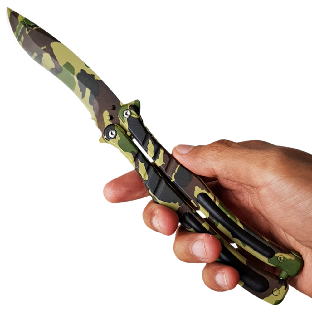 Balisong มีดบาลีซอง มีดควง มีดพับ มีดบัตเตอร์ฟลาย CS GO Counter-Strike (ลายพรางทหาร) พร้อมซองไนล่อนสำหรับเก็บมีด