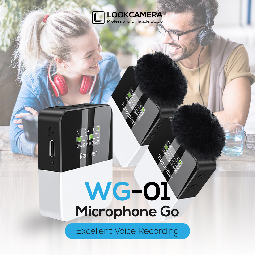 WG-01 Microphone Go ไมโครโฟนไร้สายสำหรับ 2 คน For 2 Speakers อัดเสียงสำหรับมือถือและกล้อง LIVE Interview & podcast
