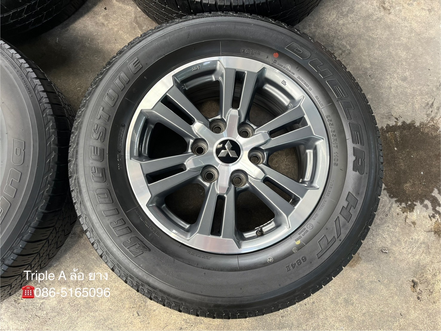 ✨ล้อแม็กพร้อมยาง 6รู139✨Mitsu Triton ขอบ 17 เทาหน้าเงา