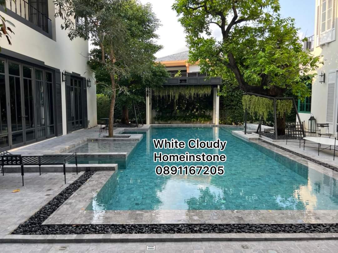 White Cloudy หินธรรมชาติสำหรับสระว่ายน้ำ ห้องน้ำ ระเบียง ทางเดิน