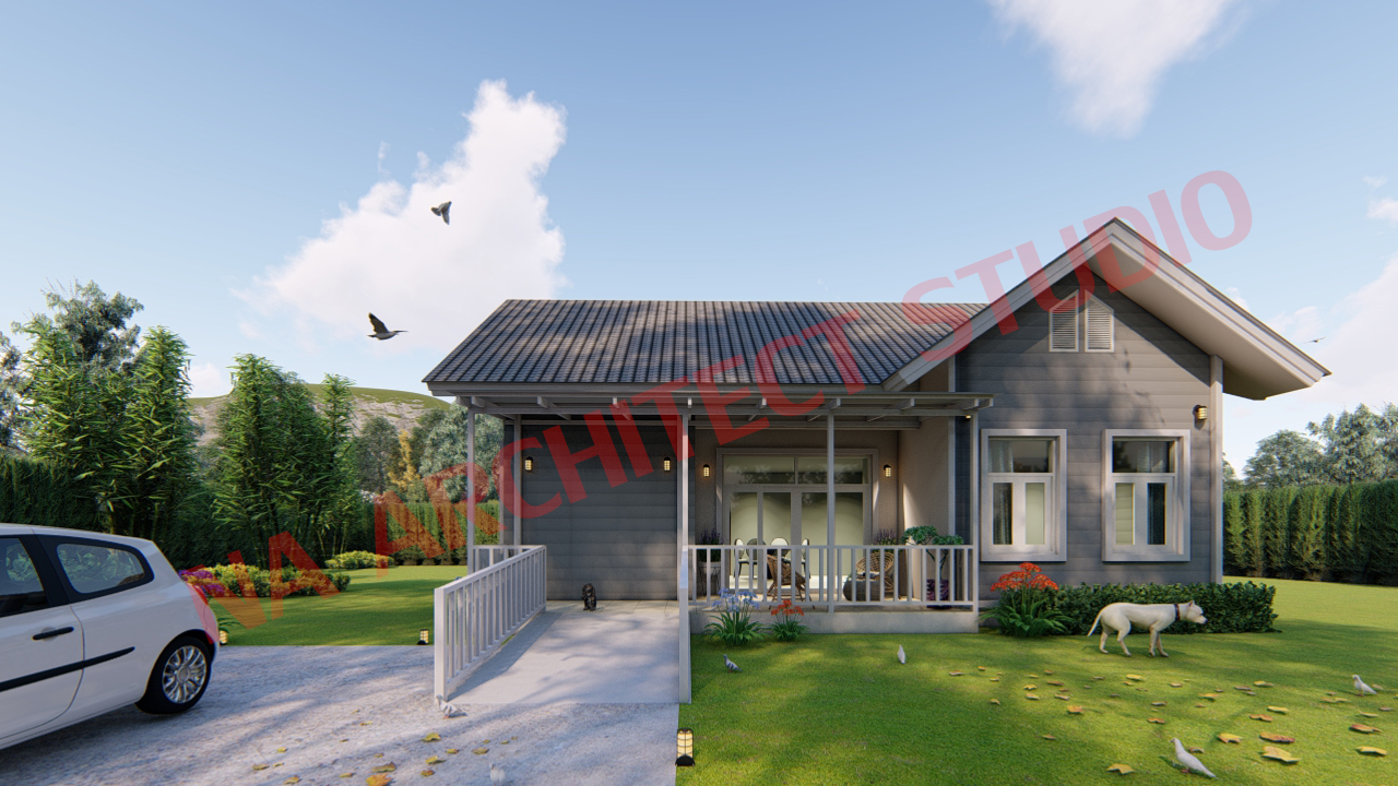 แบบบ้านชั้นเดียว สไตล์วินเทจ NA-116 ขนาด 118 ตร.ม. 2 ห้องนอน 1 ห้องน้ำ
