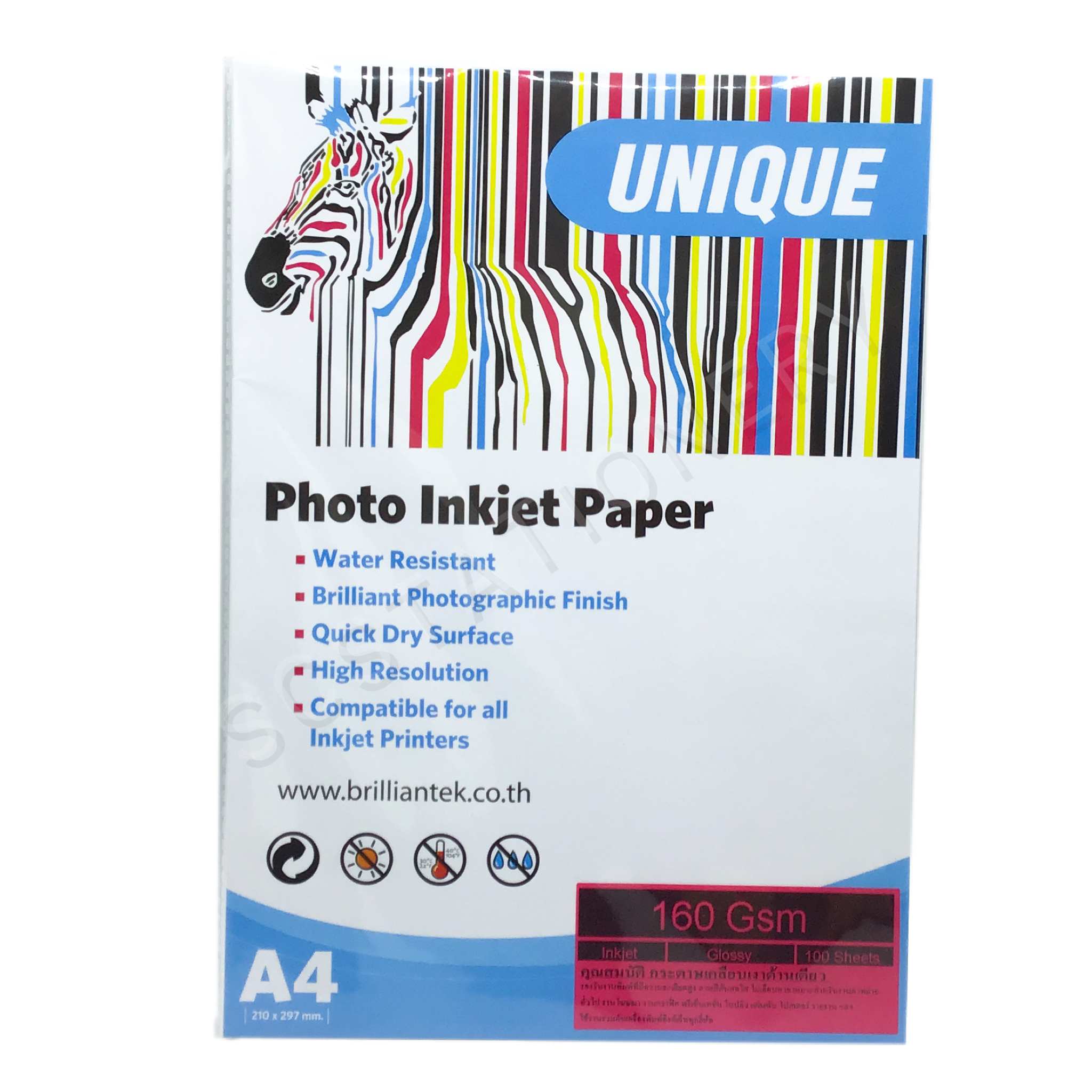 กระดาษโฟโต้ ขนาด A4 หนา 160แกรม แพ็ค 100แผ่น