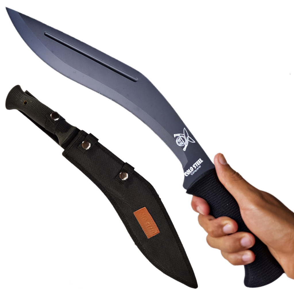 มีดพก มีดกุรข่า มีดเดินป่า มีดใบตาย Cold Steel Conqueror Kukri ขนาด 17.5 นิ้ว (44 ซม.) สีดำ พร้อมซองผ้าไนล่อนใส่มีด