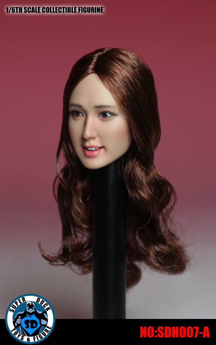 SUPER DUCK SDH007-A Asian pure beauty headsculpt (Curly Brown Hair)