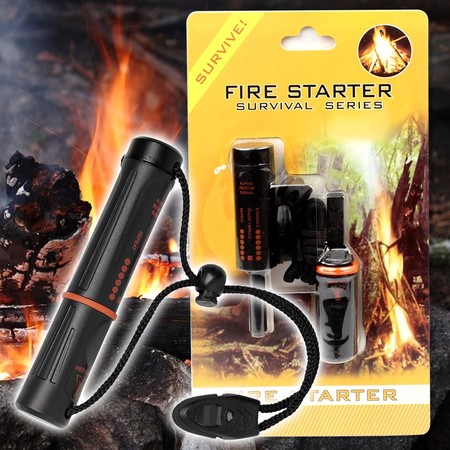 แท่งจุดไฟ ที่จุดไฟแมกนีเซียม Fire Starter Survival Series มีเข็มทิศที่ด้าม