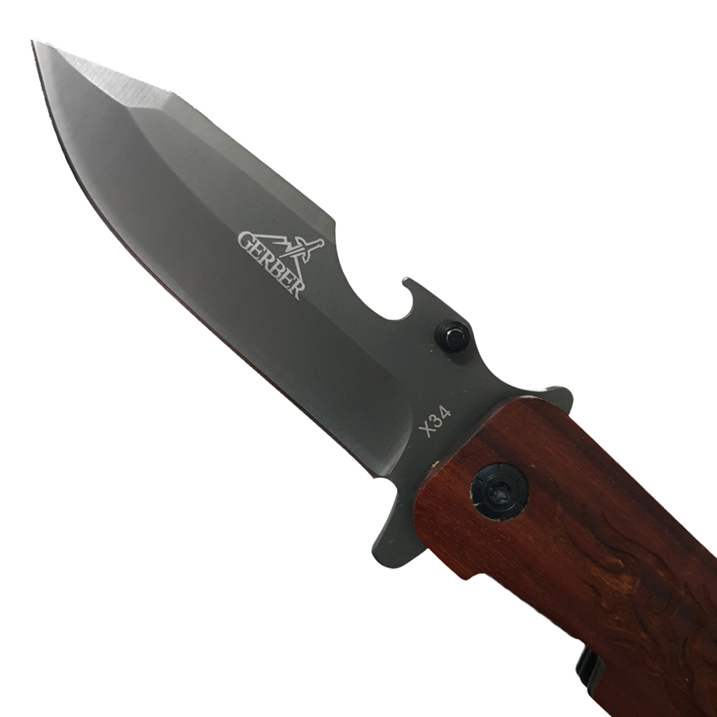 มีดพับ มีดพก Gerber X34 ขนาด 8.6 นิ้ว (21.8 ซม.) ด้ามเข้าประกับไม้