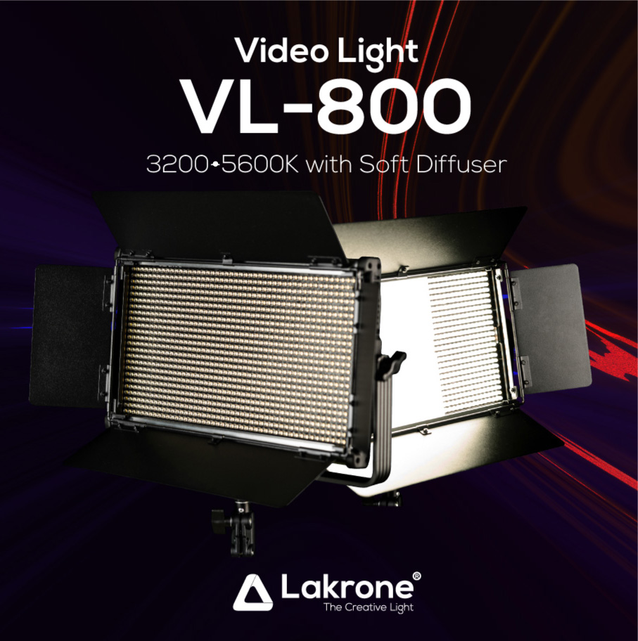 VL-800 ไฟแอลอีดี เปลี่ยนเฉดสีได้ 3200 และ 5600K พกพาได้ มี Bandoor ไฟเต็ม 75 วัตต์