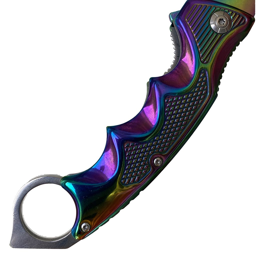 มีดพับ มีดคารัมบิต FOX Outdoor Karambit Knife B63 (สีรุ้ง)