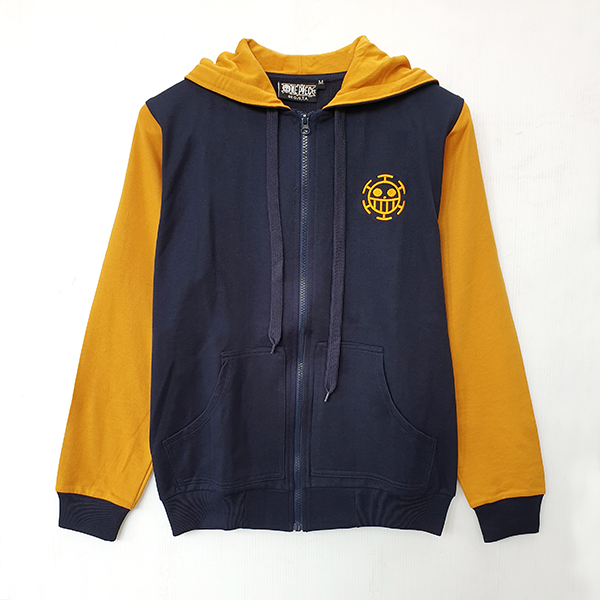 เสื้อฮู้ดลายลอว์ วันพีช สีกรมแขนเหลือง (Sweater Hood One Piece Law)