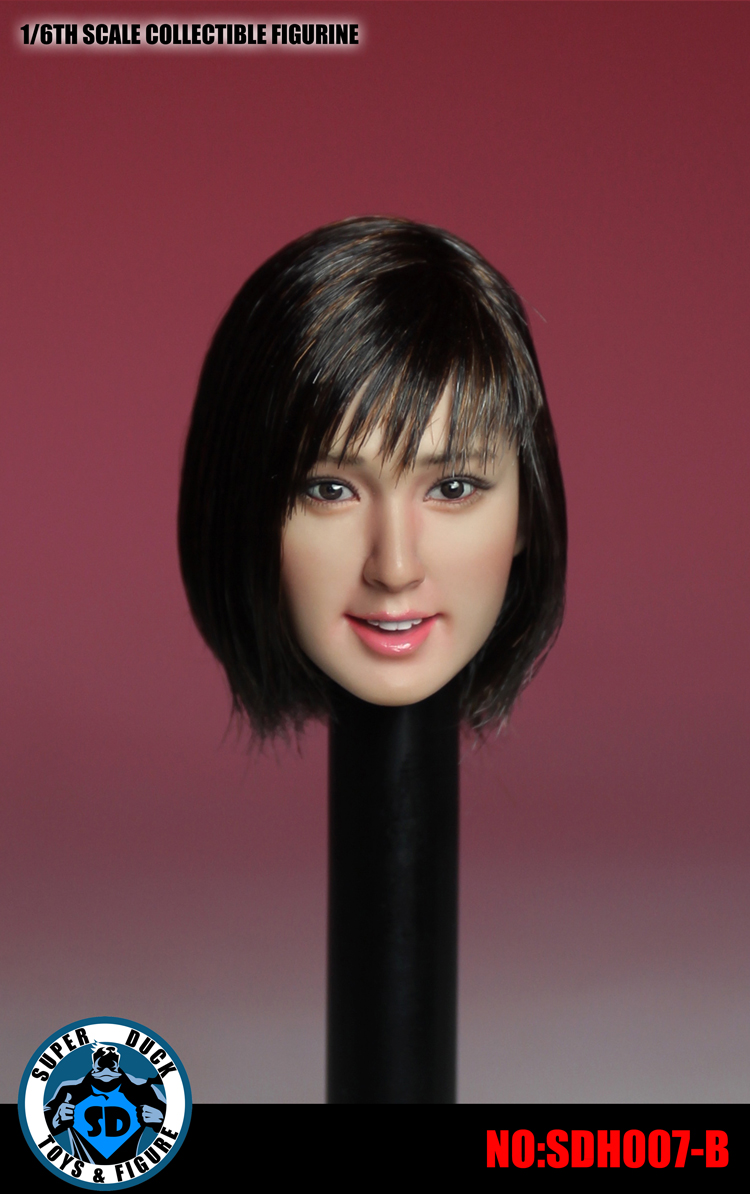 SUPER DUCK SDH007-A Asian pure beauty headsculpt (Curly Brown Hair)