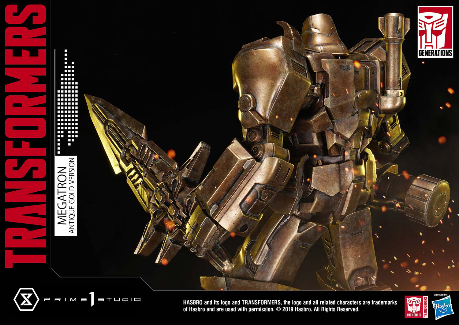 Prime 1 Studio PMTF-02AG Transformers G1 - Megatron (Antique Gold Version)