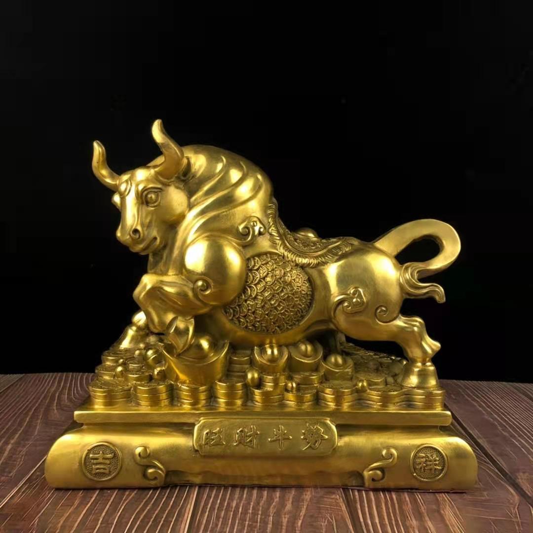 รูปหล่อทองเหลือง Lucky Bull วัวนำโชค เสริมดวงการเงิน,การงาน,แก้ปีชง จากมณฑลเหอหนาน ประเทศจีน