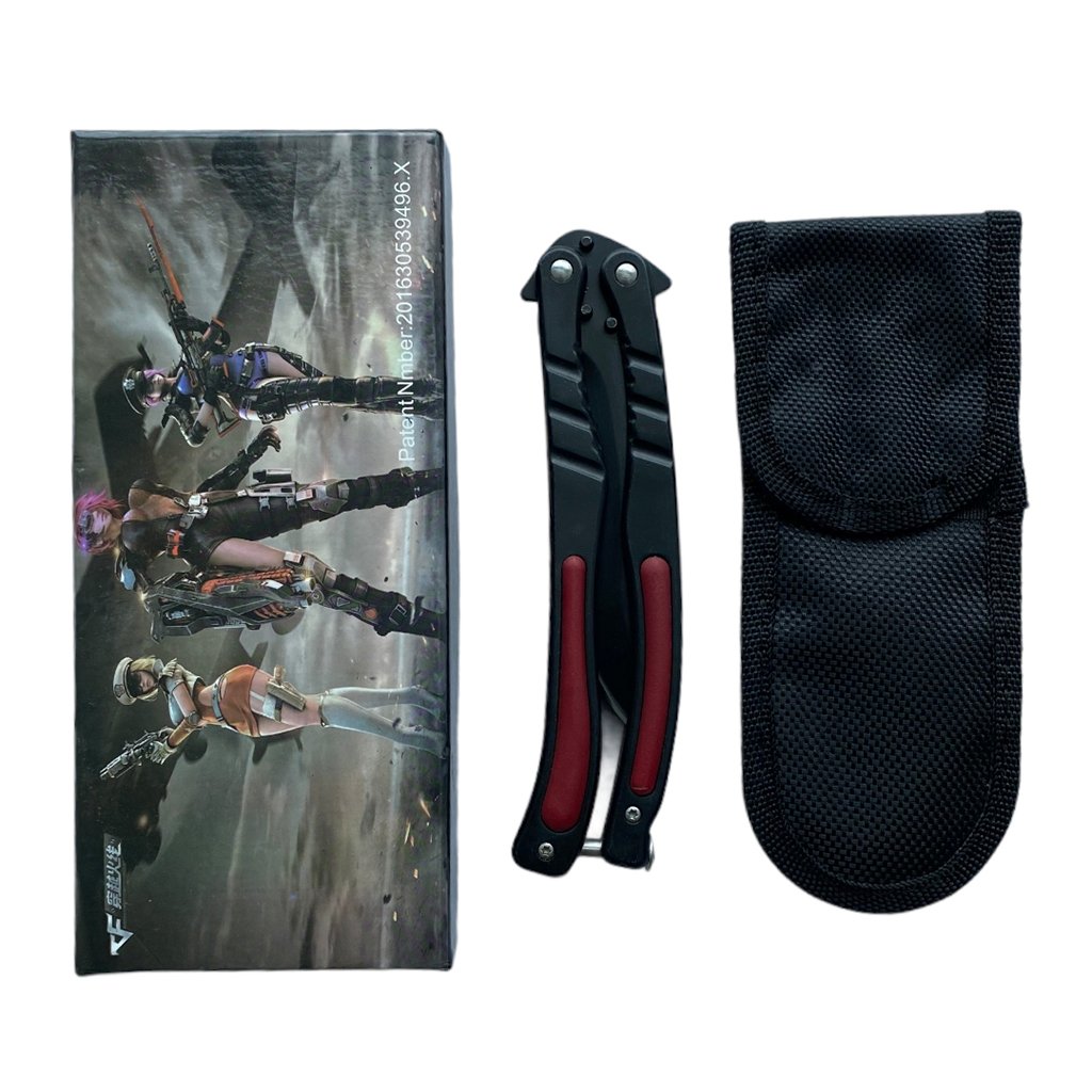 Balisong มีดบาลีซอง มีดควง มีดพับ มีดบัตเตอร์ฟลาย CS:GO - Counter-Strike Butterfly Knife (สีดำ) พร้อมซองไนล่อน