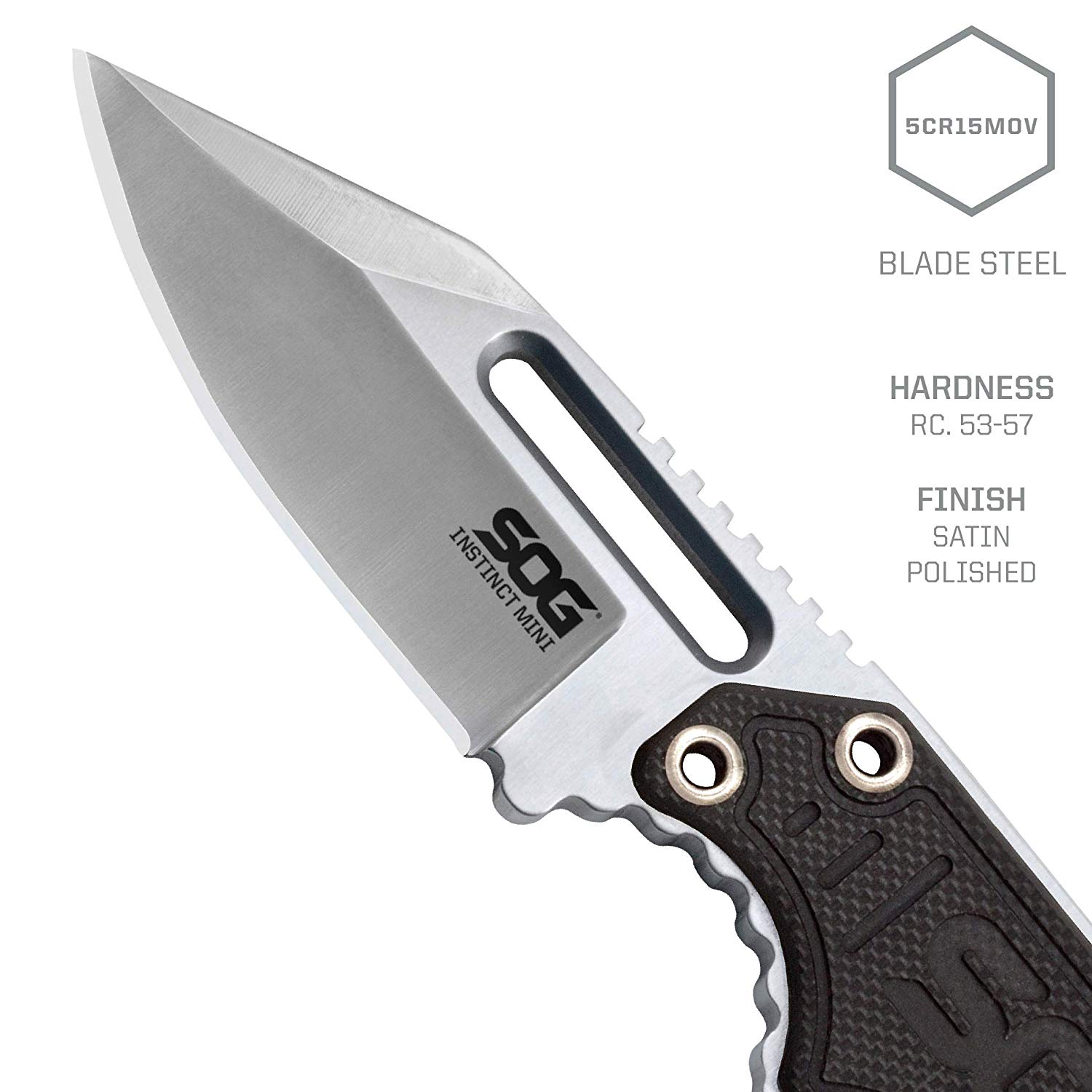 มีดห้อยคอ มีดใบตาย SOG Instinct mini ด้าม SATIN G10 พร้อมปลอกมีดเหน็บเข็มขัดและห้อยคอ