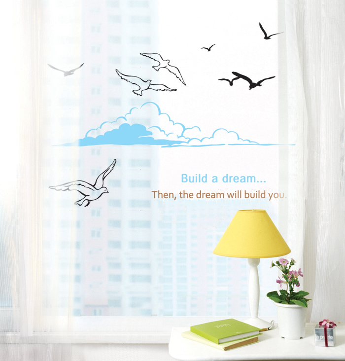 TGWST-43 BIG Wall Graphic Stickers ลาย ท้องฟ้า Build a dream กว้าง 155 cm x สูง 90 cm