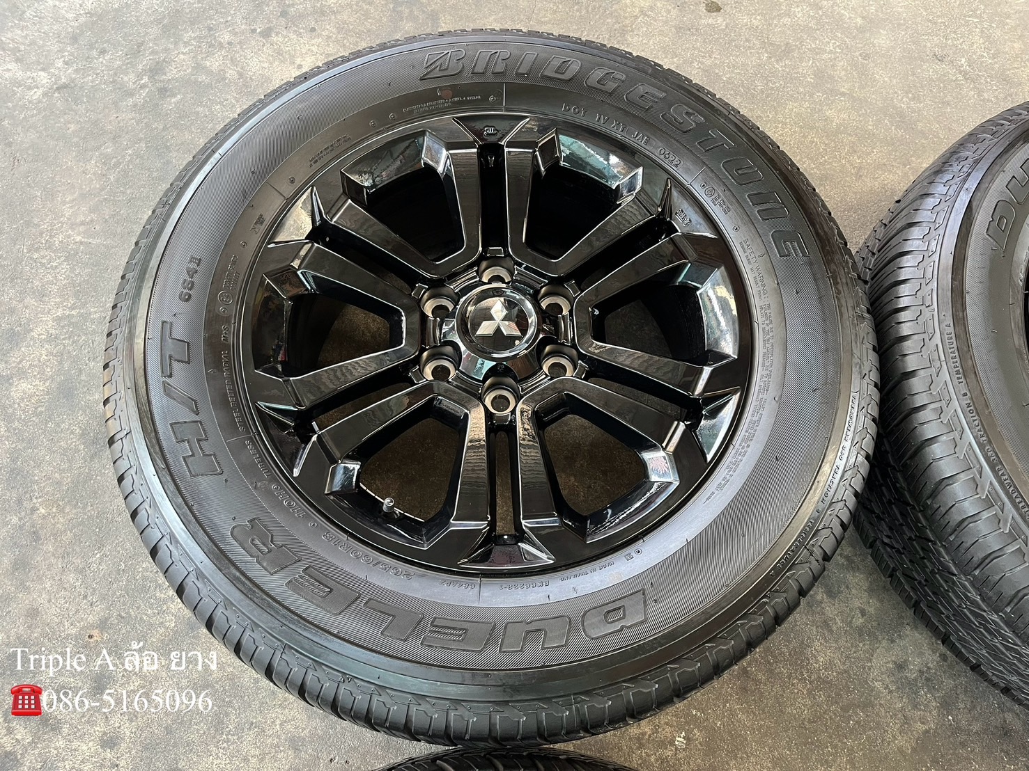 ✨ล้อแม็ก✨Mitsu Triton Athlete ขอบ 18 สีดำแท้💯พร้อมยาง 265-60-18 Bridgestone💥ปี 22💥