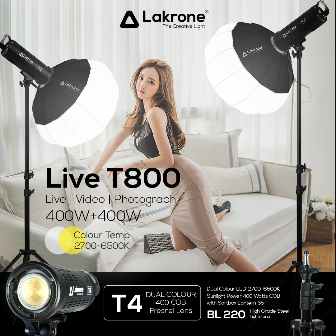 Live T800 Dual Colour Sunlight Set 800 Watts ชุดไฟสำหรับไลฟ์ 800 วัตต์ 2700 - 6500K รีวิว สอน ถ่ายวีดีโอ หนังสั้น ถ่ายภาพ ไฟสอนออนไลน์ รีวิวอาหาร รีวิวเครื่องสำอางค์ สอนโยคะนำกิจกรรม