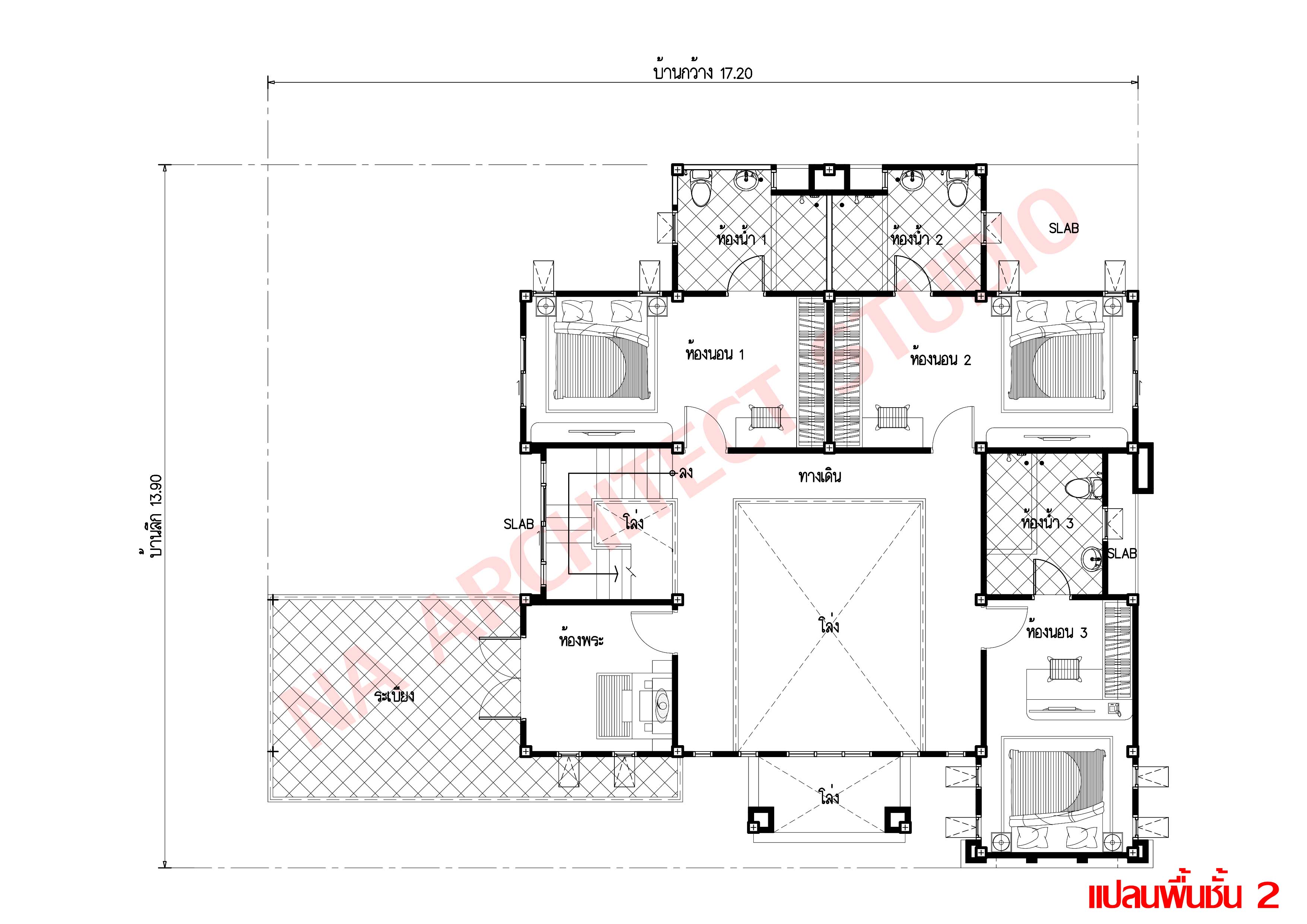 แบบบ้าน 2 ชั้น สไตล์คอนเทมโพรารี่ NA-204 ขนาด 335 ตร.ม 4 ห้องนอน 5 ห้องน้ำ