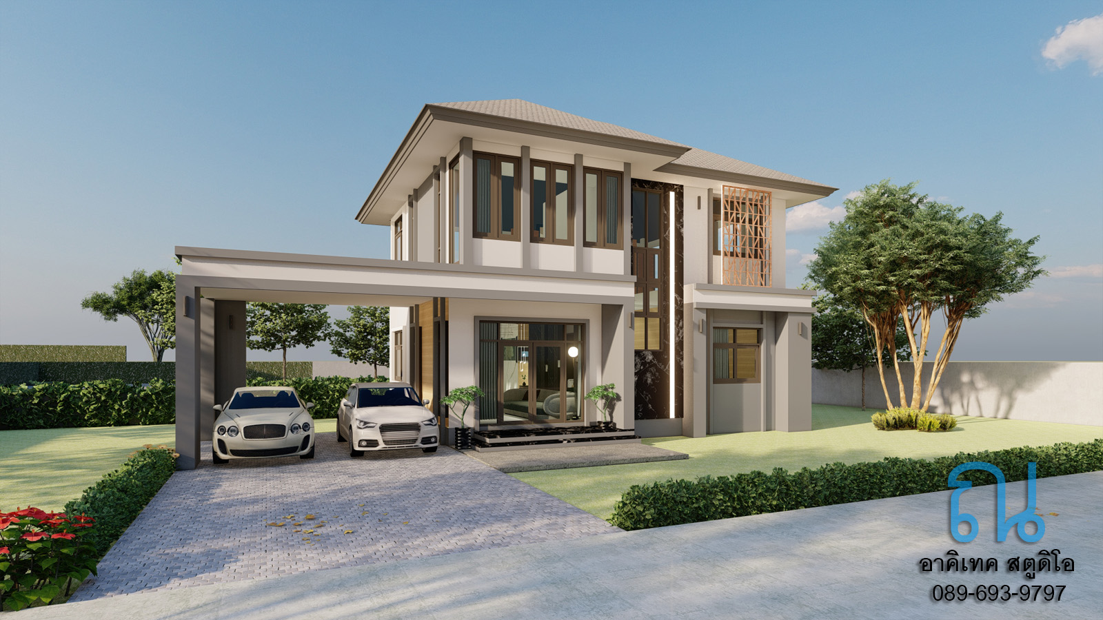 แบบบ้าน 2 ชั้น สไตล์โมเดิร์น ลักชัวรี่ (Modern Luxury) NA-219 ขนาด 204 ตร.ม 3 ห้องนอน 3 ห้องน้ำ