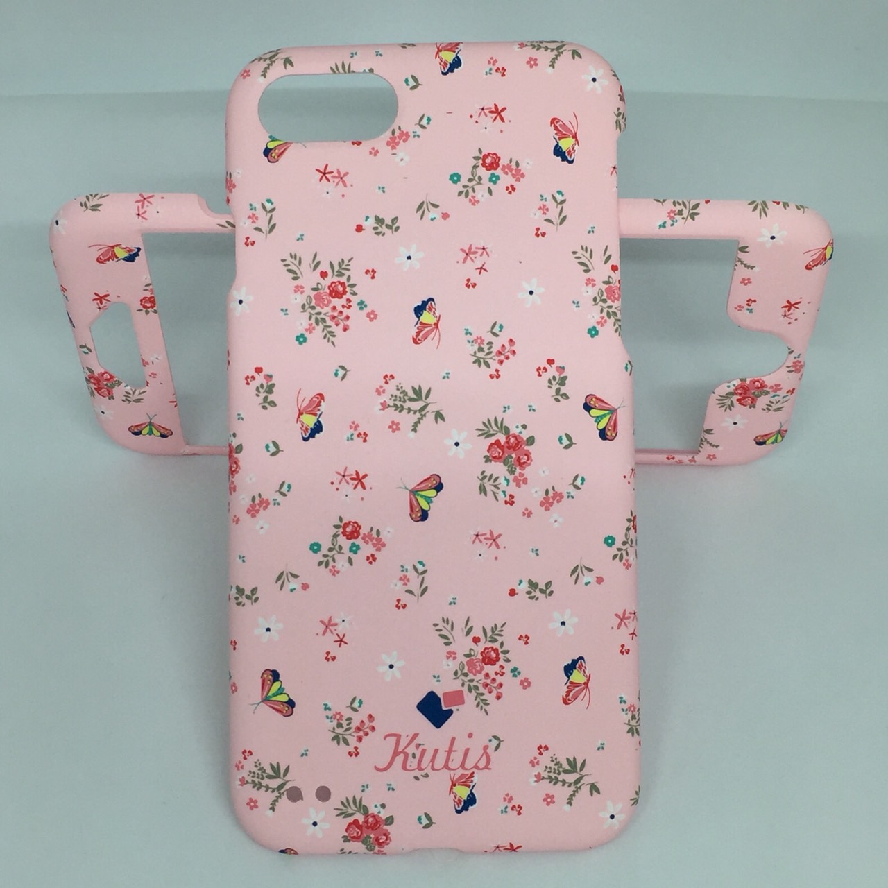 เคสคูทิส (Kutis) ไอโฟน7,8 (ลายดอกไม้สีชมพูอ่อน)มาใหม่ เคสประกบหน้า-หลัง เคสเรืองแสง