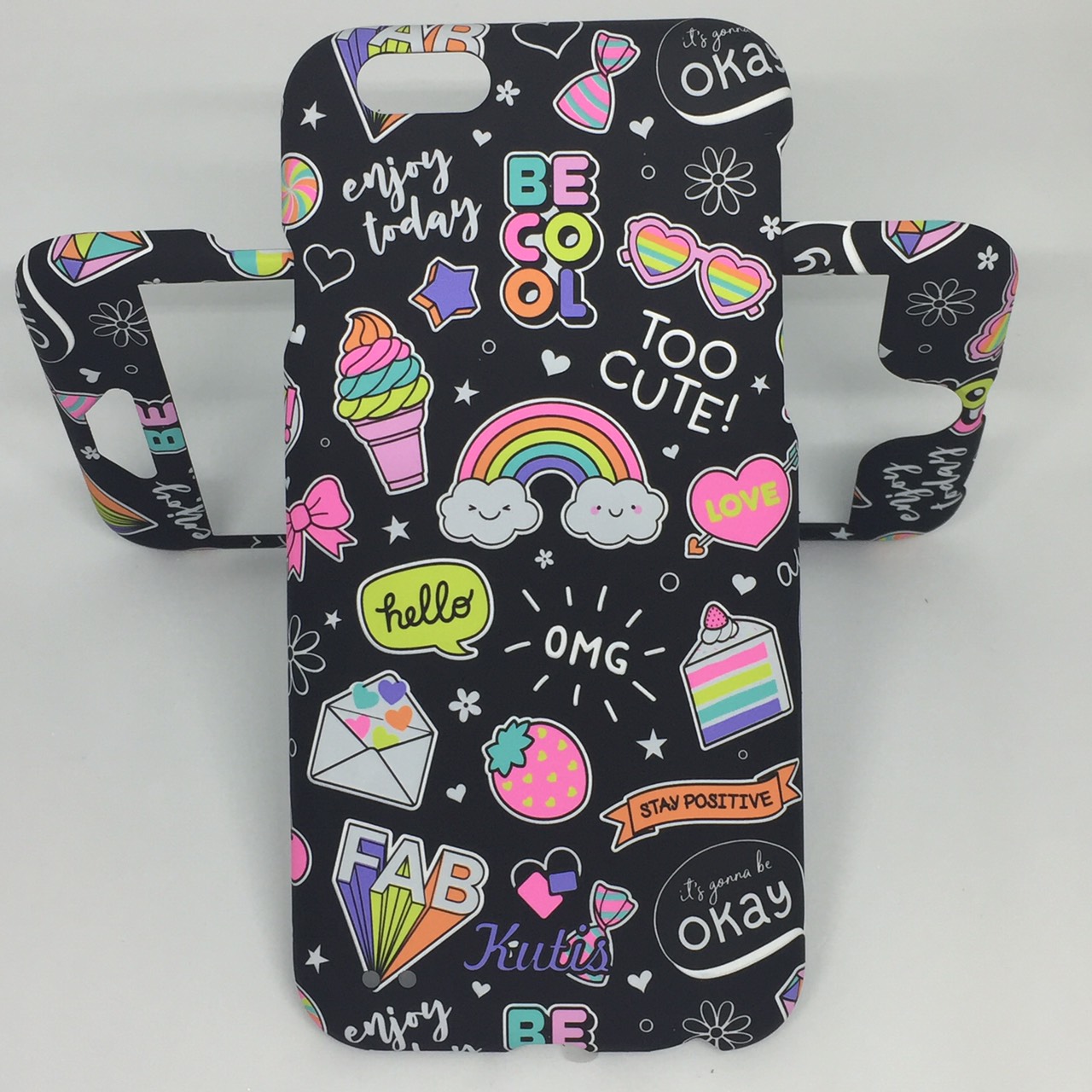 เคสคูทิส(Kutis)ไอโฟน6,6S(ลายสายรุ้งอมยิ้มBECOOL)มาใหม่ เคสประกบหน้า-หลัง เคสเรืองแสงเคสลายวินเทจ ร้านSuperhero Klongthom