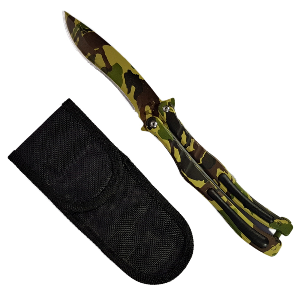Balisong มีดบาลีซอง มีดควง มีดพับ มีดบัตเตอร์ฟลาย CS GO Counter-Strike (ลายพรางทหาร) พร้อมซองไนล่อนสำหรับเก็บมีด