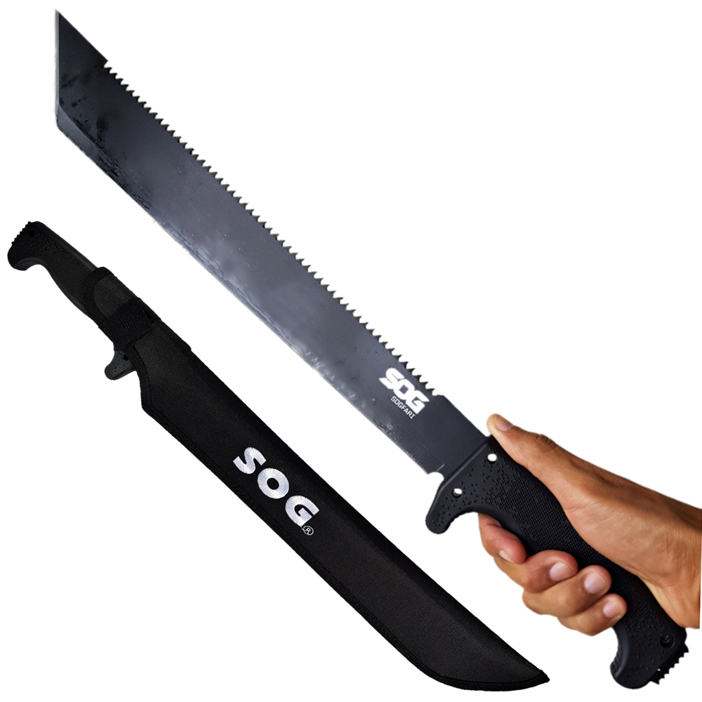 มีดเดินป่า มีดมาเชเต้ มีดใบตาย SOG SOGfari Machete ยาว 21 นิ้ว (53 ซม.) ใบมีดสีดำพร้อมซองผ้าไนล่อนสำหรับเก็บมีด