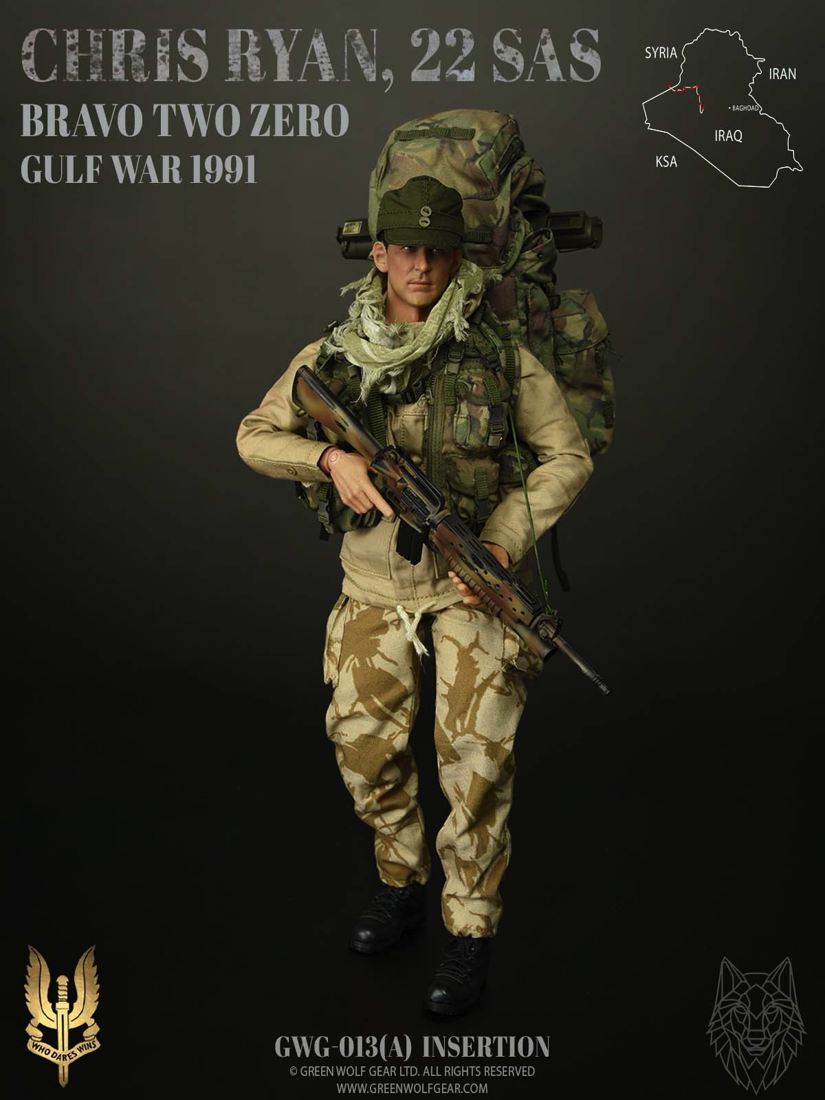GREEN WOLF GEAR GWG013A CHRIS RYAN, 22 SAS BRAVO TWO ZERO GULF WAR 1991